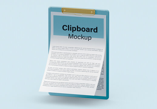 Realistic Clipboard Paper Mockup with Transparent Background