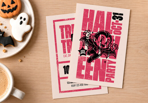 Minimal Illustration Halloween Party Invitation