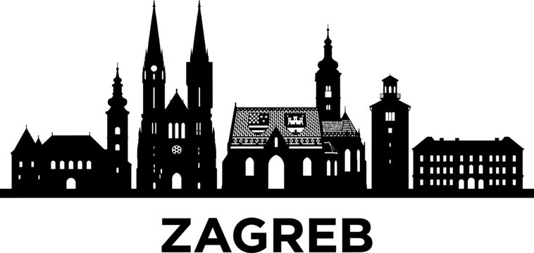 Zagreb skyline silhouette with city buildings