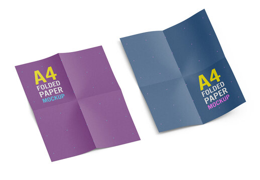 A4 Folded Paper Mockup Set with Transparent Background