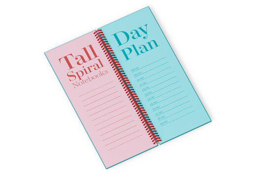 Open Spiral Notebook Mockup with Transparent Background