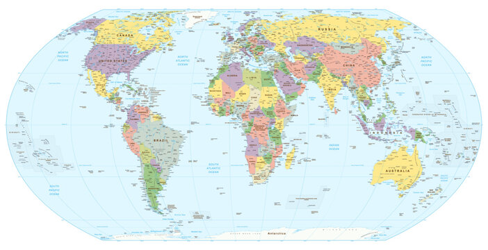 World map vector globe template - equal earth 