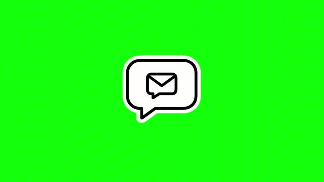 Animated message bubble icon with email symbol on green screen background for communication concept 4K