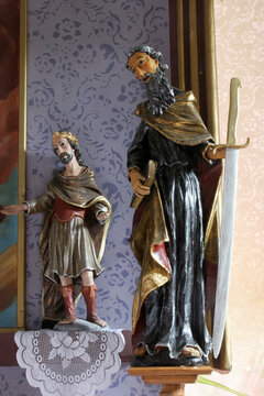 Saint Paul, statue on the main altar in the parish church of the Assumption of the Virgin Mary in Gornja Rijeka, Croatia