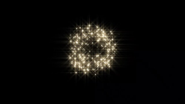 Luxury glowing white glitter star blast with sparkling magic trail, Shining glittering gold stars, animated sparkle glitter on black screen, sparkling transition effect, glowing light trails.4k video