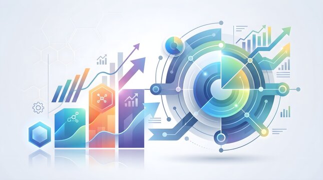 Business analytics and data visualization for financial growth with copy space
