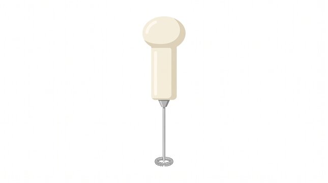 Handheld electric milk frother vector illustration for making creamy foam for coffee latte and cappuccino drinks in kitchen