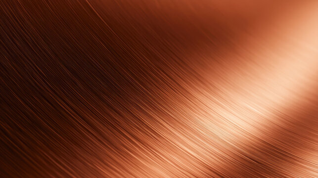 Abstract background of brushed copper metal texture with diagonal