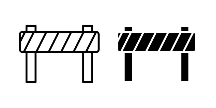 Roadblock icon representing blocked roads, traffic restrictions, construction zones, detours and transportation warnings.