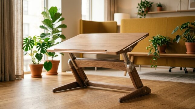 Modern Adjustable Wooden Drafting Table for Home Office or Studio Use