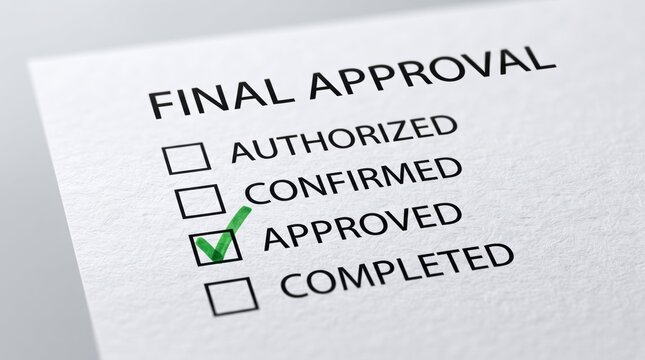 Final approval checklist with approved option selected