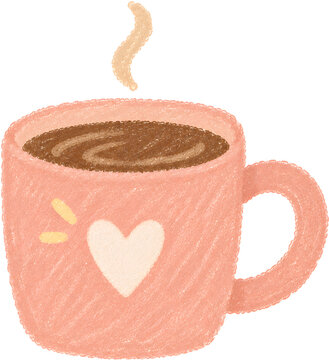 Pink mug with one curved steam line