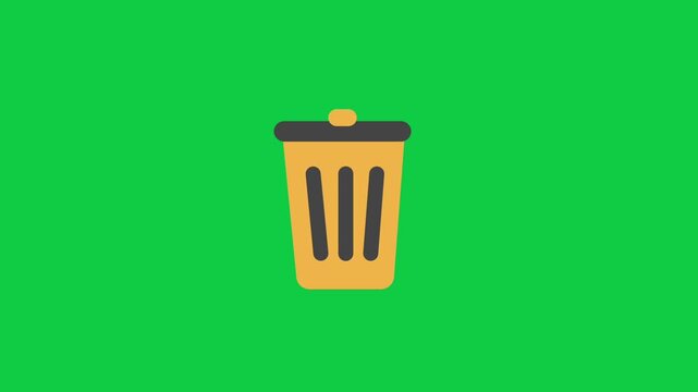 Trash can icon illustration isolated on green background for digital interface design use