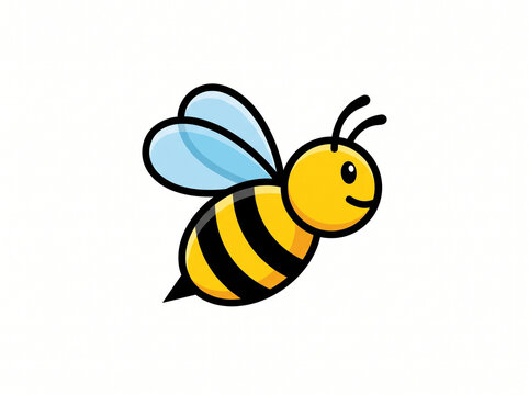 Cute cartoon honey bee flying isolated on white background vector illustration