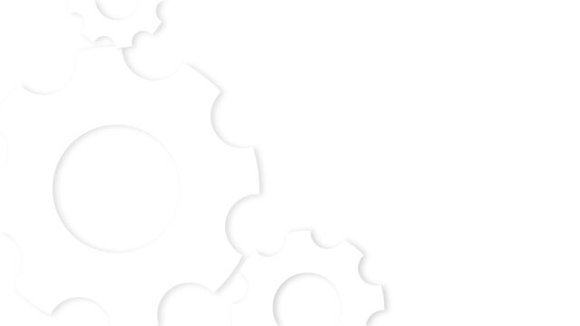 White gear wheels background with mechanical cogs pattern and empty copy space