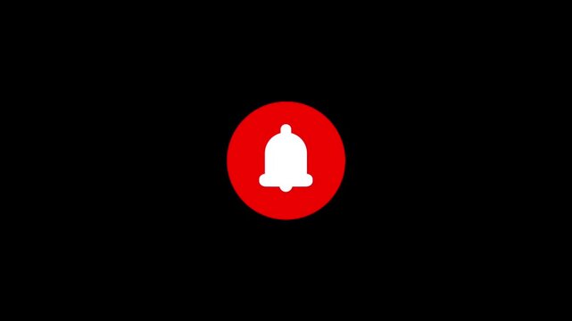 Red notification bell icon centered on black background for digital alerts and updates