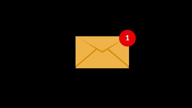Unread email envelope icon with red notification alert on dark background