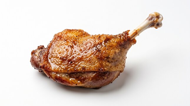 roasted duck leg on a white background