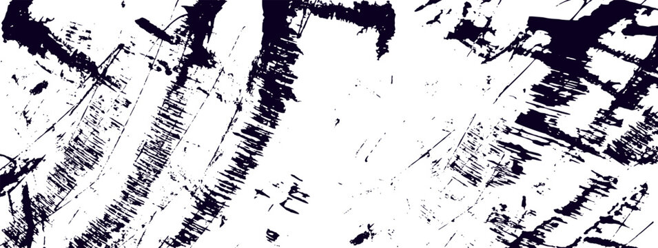 Scratch ink black brush on white with messy stroke and grunge scribble texture. Abstract scratches marks with ink doodle and squiggle overlay. Dynamic black vector for urban graffiti and punk design