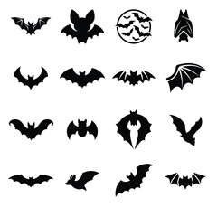 Fototapeta premium Black bat silhouettes arranged on a white background