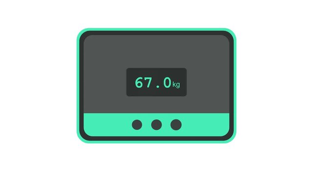 Digital Weight Scale Animation Illustrating Weight Loss Journey from 85kg to 55kg for Fitness and Health Progress