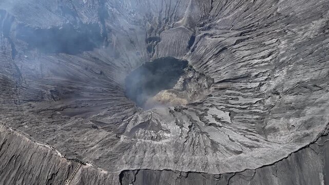 Aerial shot of the active valcano Mount Bromo in Indonesia.