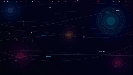 Obraz premium Abstract digital network with glowing nodes in deep space