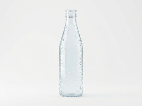Mineral water bottle with droplets, wellness nutrition, isolated on white background