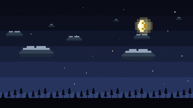 Retro Pixel Moonstar Clouds 8 Bit 4K