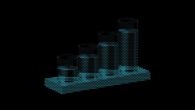 Financial Growth 3D Bar Chart Halftone Dots Assemble Disassemble Loop Animation Stock Market Investment Analytics Diagram Motion Graphics 4K 60FPS Video Footage