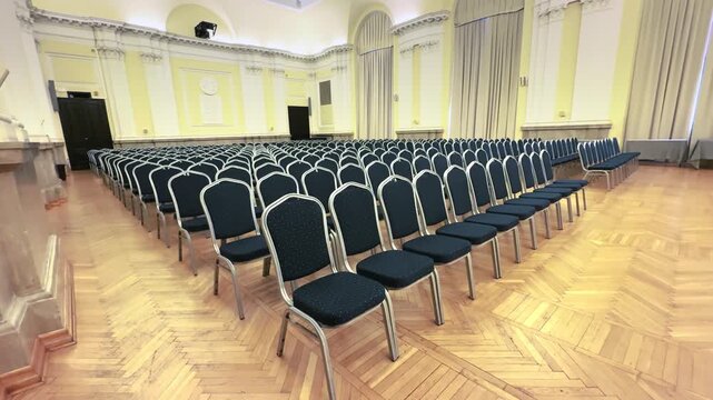 Warsaw Summit Hall: Rows of Chairs Awaiting Business Conference