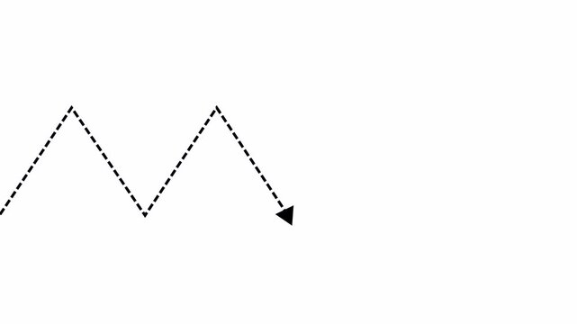 Dotted line arrow animation to indicate an object, creative direction, progress, and motion graphic composition with transparent background in 4k.