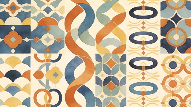 Geometric pattern and abstract tile vector background with ornamental design