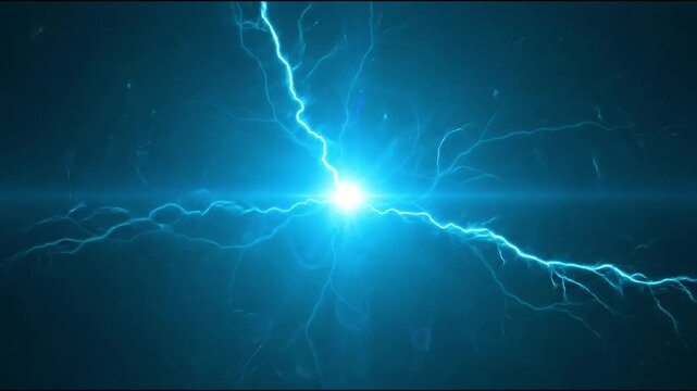 Radiant Cyan Plasma Filaments Glowing In Dark Space