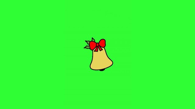 Green screen animation of a Christmas bell with a red ribbon.