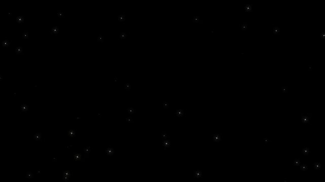 Shining glittering gold stars, 2D flat sparkle effect overlay on black screen background, glowing fairy dust wand glitter stars trail transition, pixie dust path doodle animation.4k video