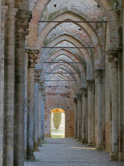 Obraz premium details of the Abbey of San Galgano in Chiusdino in the province of Siena