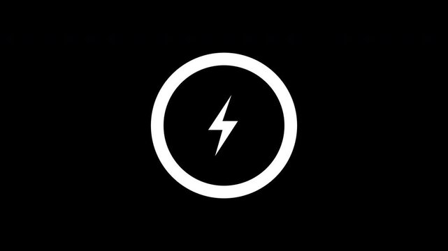 Circular Fast Charging Lightning Bolt Reveal Animation Transparent Background Alpha Channel