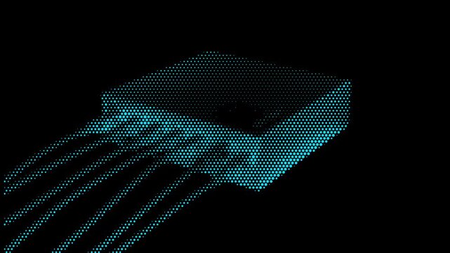 Multiport Optical Network Router Hub Halftone Dots Assemble Disassemble Loop Animation Ethernet Switch Telecom Gateway Motion Graphics 4K 60FPS Video Footage