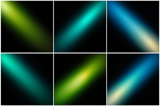 Aurora Glow and Neon Light Beams Abstract Background Set with Soft Gradient Lighting Effects Collection