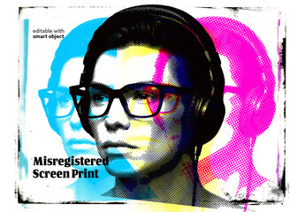 Misregistered Screen Print Effect