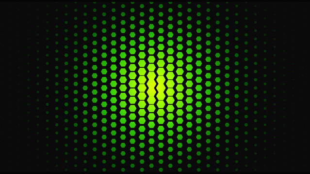 Abstract neon green and black hexagonal dot pattern background design for technology and digital themes
