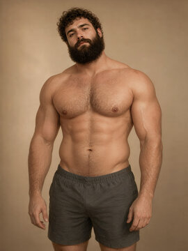 Muscular Bearded Man Portrait
