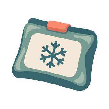 Flat cold gel pack for cold therapy, isolated on transparent background