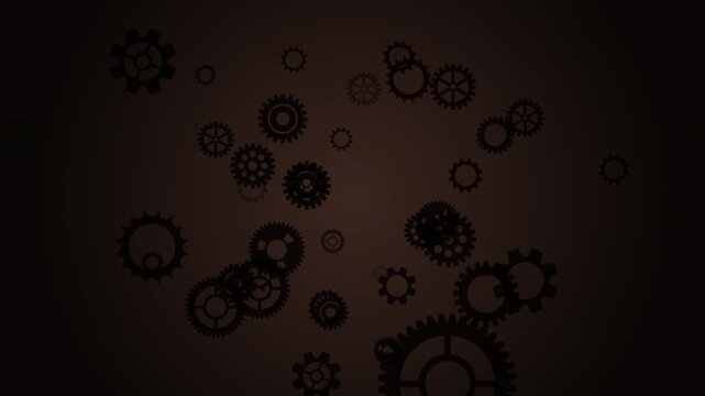 Dark Seamless Loop 3D Time Travel Background with Rotating Clockwork Gears