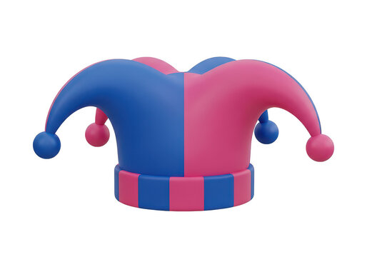 Colorful jester hat isolated on transparent background