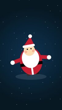 Cute Cartoon Santa Claus Floating in a Starry Night Sky for Christmas Celebration Illustration