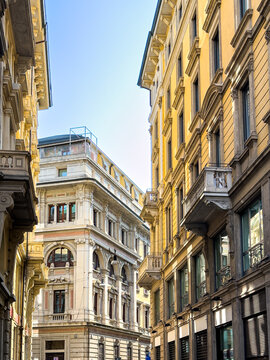 Street view of downtown in Milan, italy.