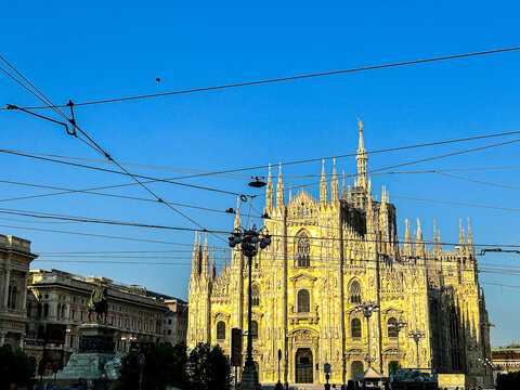 Street view of downtown in Milan, italy.