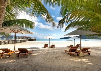 Obraz premium lounge chairs on the beach